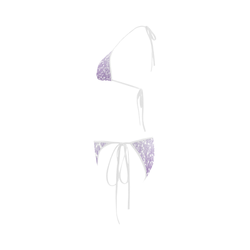 purple ombre feathers pattern white Custom Bikini Swimsuit