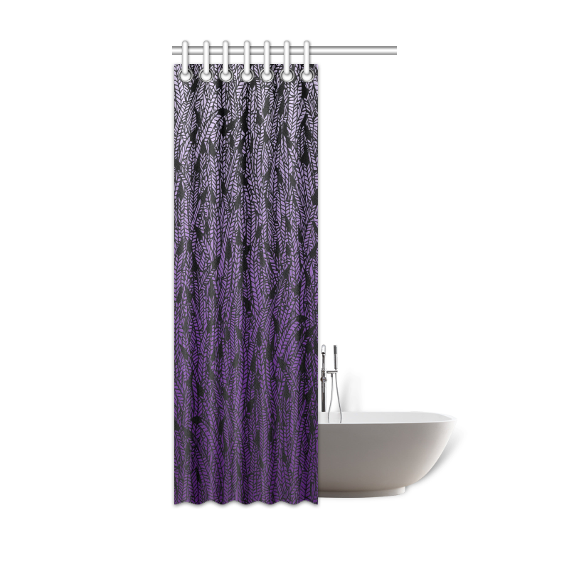 purple ombre feathers pattern black Shower Curtain 36"x72"