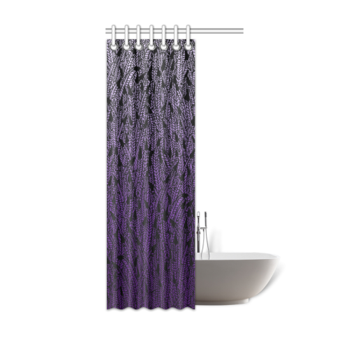 purple ombre feathers pattern black Shower Curtain 36"x72"