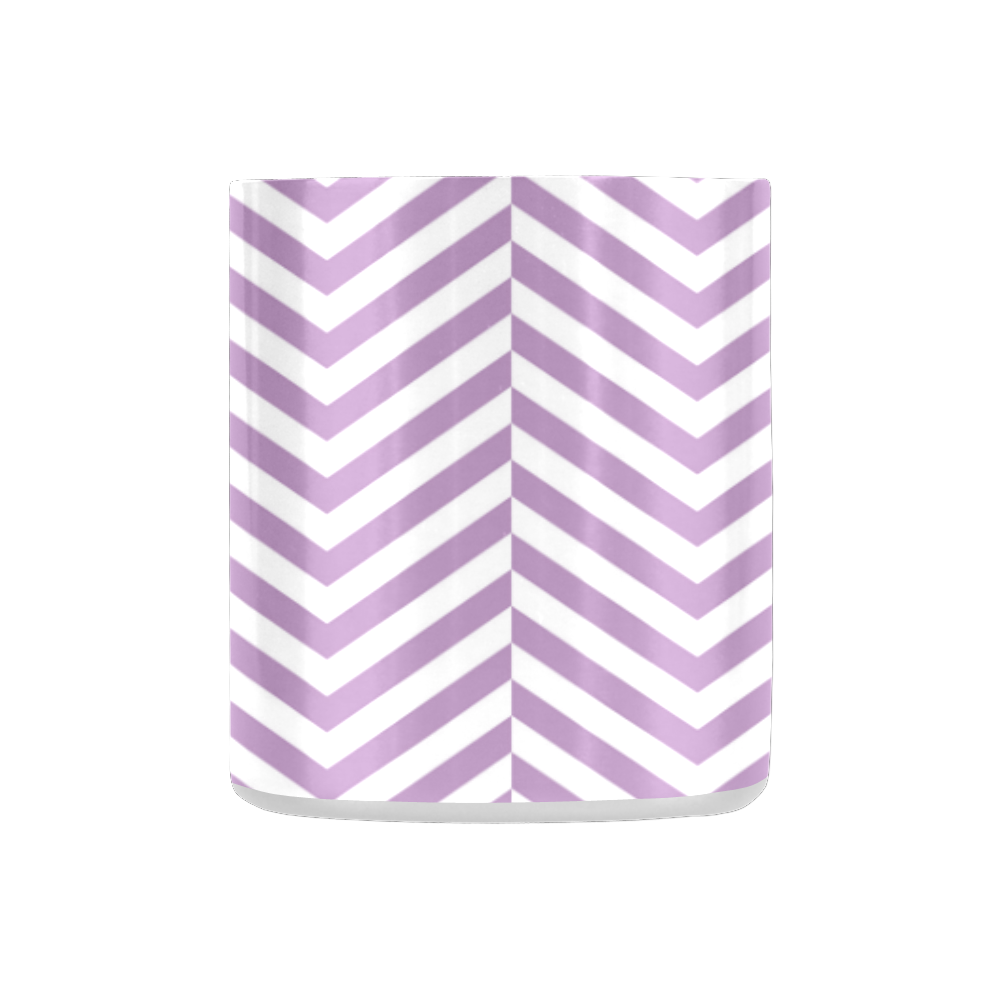 lilac purple and white classic chevron pattern Classic Insulated Mug(10.3OZ)