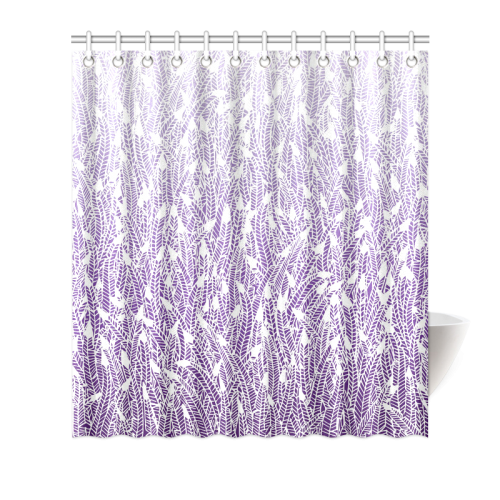 purple ombre feathers pattern white Shower Curtain 66"x72"