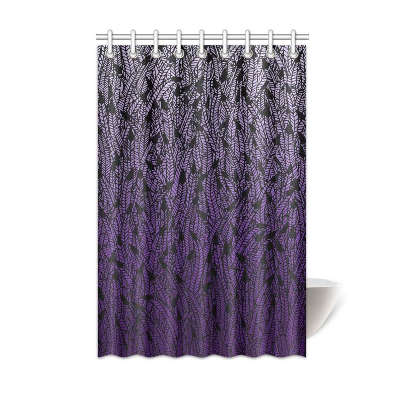 purple ombre feathers pattern black Shower Curtain 48"x72"
