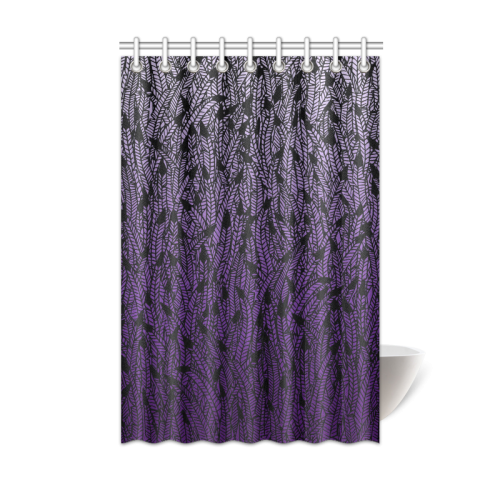 purple ombre feathers pattern black Shower Curtain 48"x72"