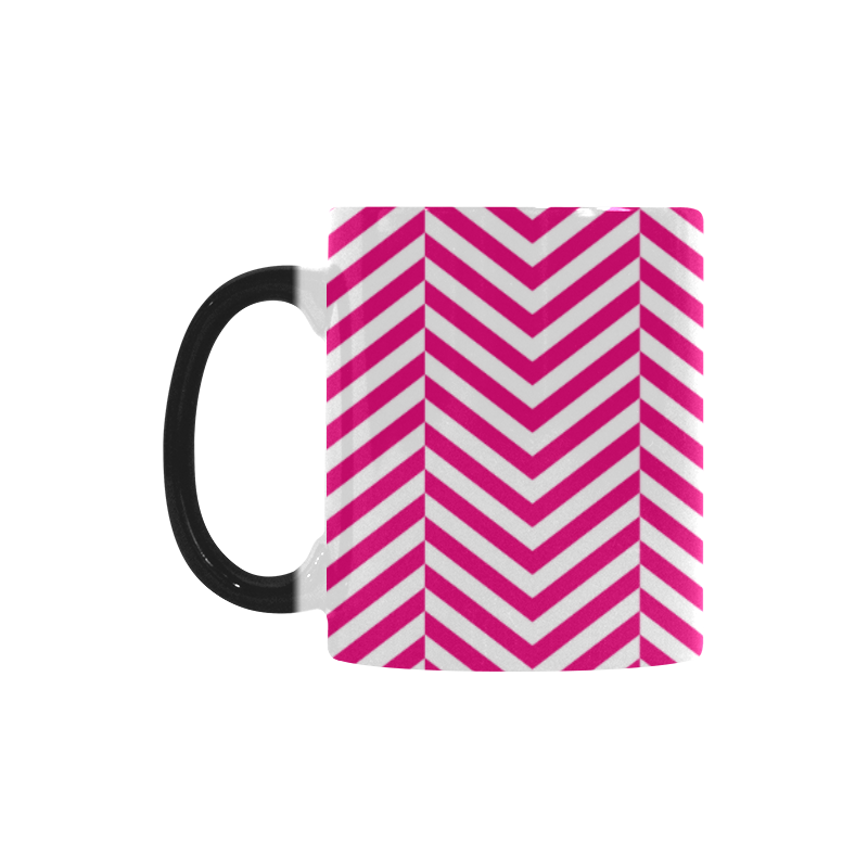 hot pink and white classic chevron pattern Custom Morphing Mug