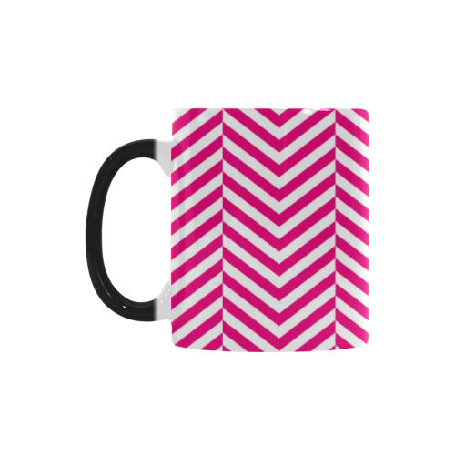 hot pink and white classic chevron pattern Custom Morphing Mug