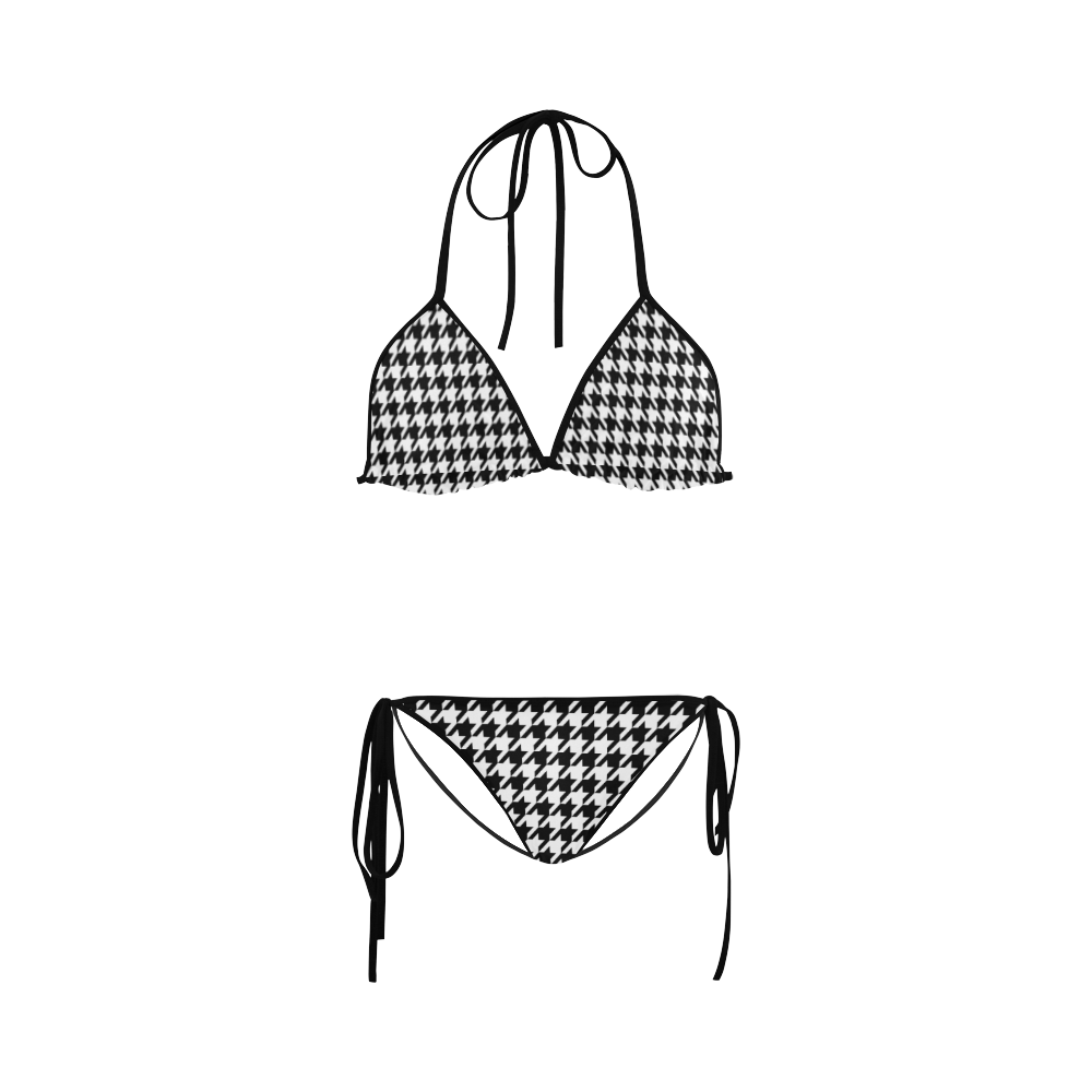 black and white houndstooth classic pattern Custom Bikini Swimsuit