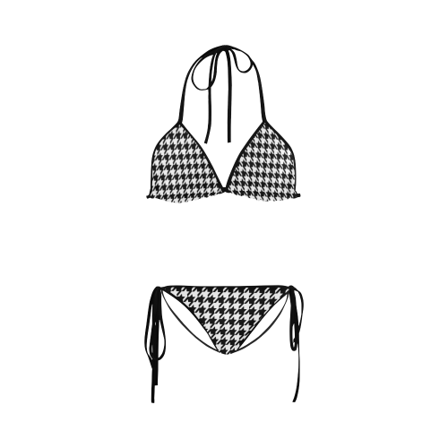 black and white houndstooth classic pattern Custom Bikini Swimsuit