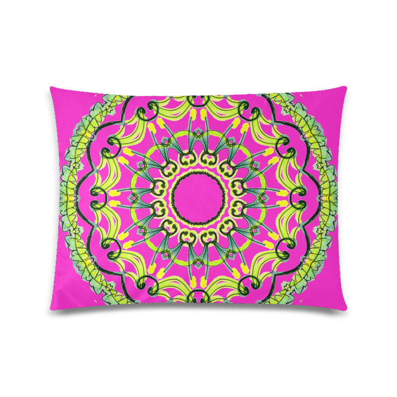 Lights Leaves Opera Green Flowers Theater Mandala Magenta Custom Picture Pillow Case 20"x26" (one side)