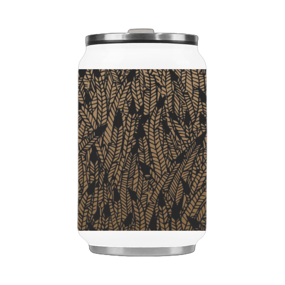 brown ombre feathers pattern black Stainless Steel Vacuum Mug (10.3OZ)