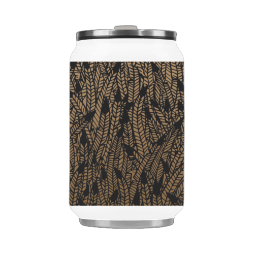 brown ombre feathers pattern black Stainless Steel Vacuum Mug (10.3OZ)