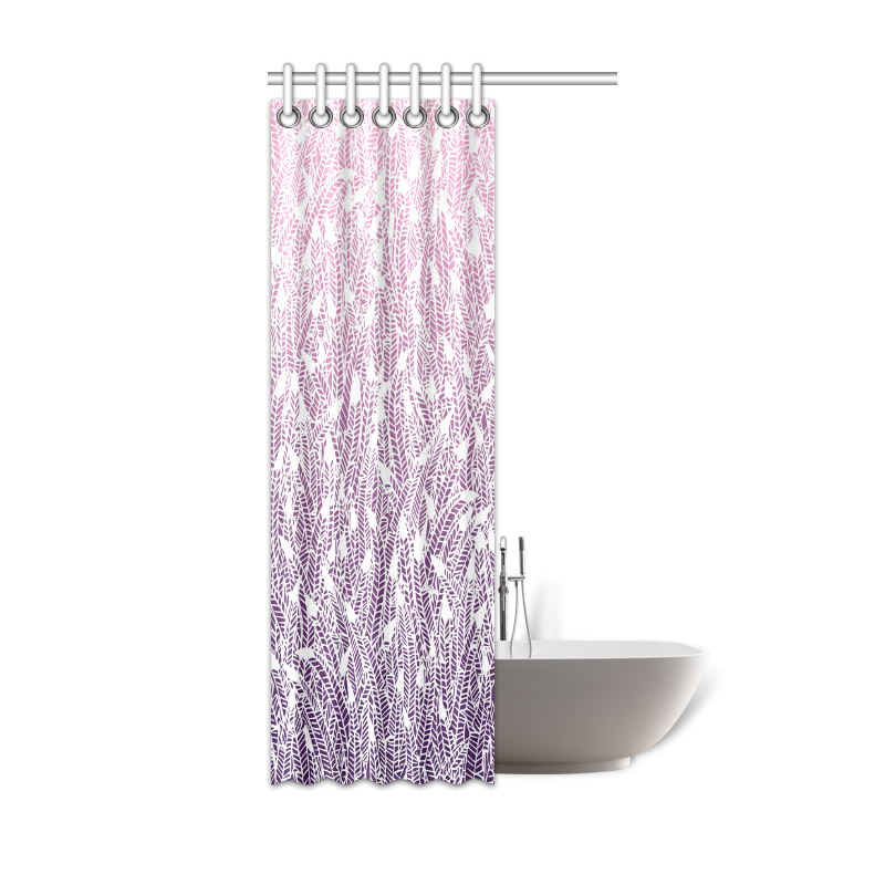 pink purple ombre feather pattern white Shower Curtain 36"x72"
