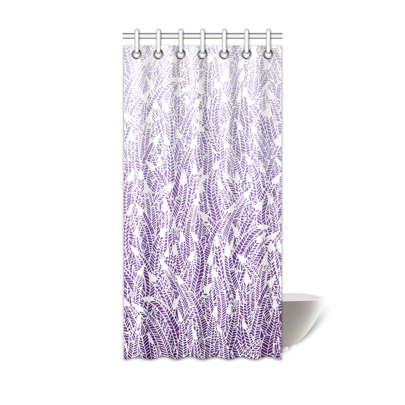 purple ombre feathers pattern white Shower Curtain 36"x72"