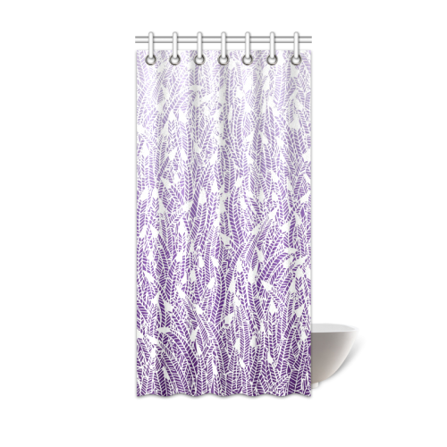 Purple Ombre Feathers Pattern White, Shower Curtain Purple