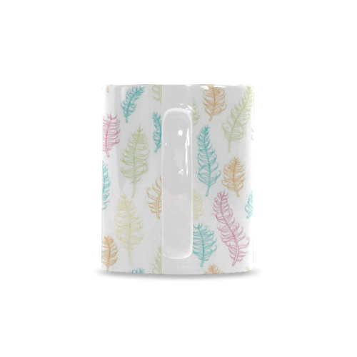 fun feather pattern teal pink orange green White Mug(11OZ)