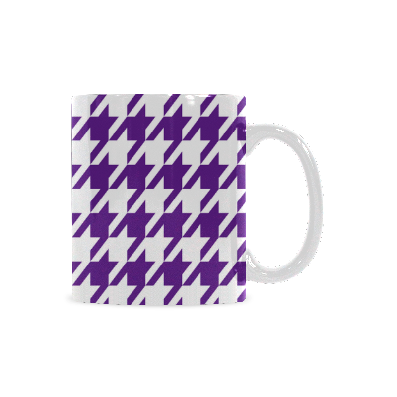 royal purple and white houndstooth classic pattern White Mug(11OZ)