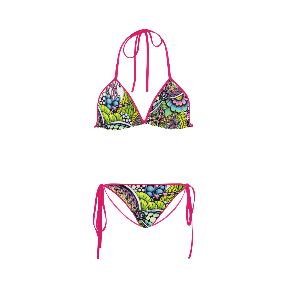 Bright fantasy flower in bright colors Custom Bikini Swimsuit