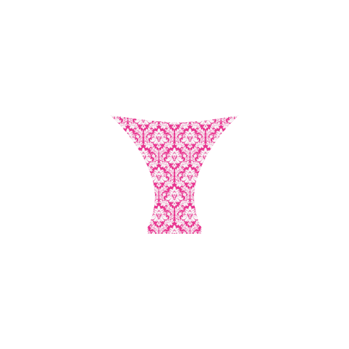 damask pattern hot pink and white Custom Bikini Swimsuit