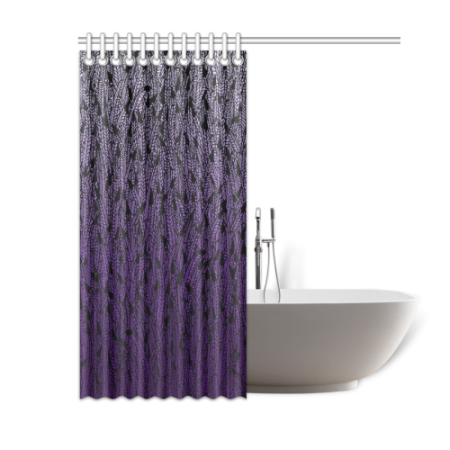 purple ombre feathers pattern black Shower Curtain 60"x72"