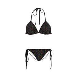 bright pink red blue green yellow feather leaves Custom Bikini Swimsuit