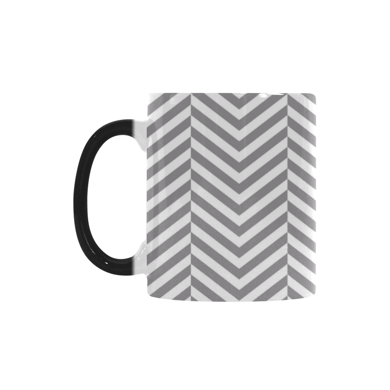 grey and white classic chevron pattern Custom Morphing Mug
