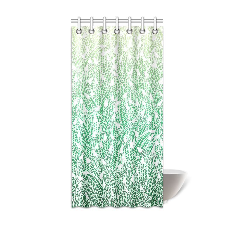 green ombre feathers pattern white Shower Curtain 36"x72"