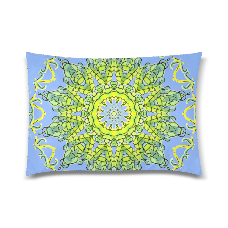 Lime Green Yellow Leaves Star Matrix Mandala Periwinkle Custom Zippered Pillow Case 20"x30" (one side)