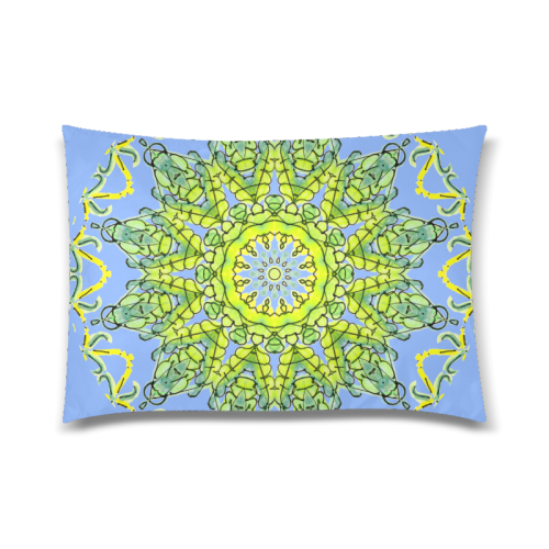 Lime Green Yellow Leaves Star Matrix Mandala Periwinkle Custom Zippered Pillow Case 20"x30" (one side)