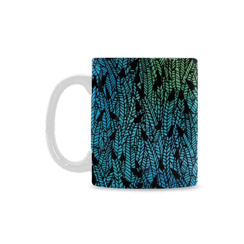 blue black feather pattern White Mug(11OZ)