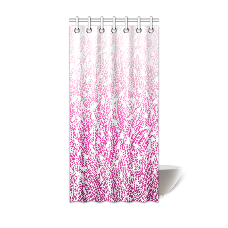 pink ombre feathers pattern white Shower Curtain 36"x72"
