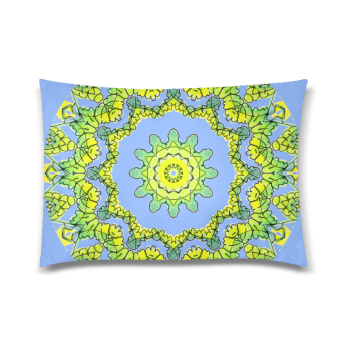 Glowing Green Leaves Flower Arches Star Mandala Periwinkle Custom Zippered Pillow Case 20"x30" (one side)