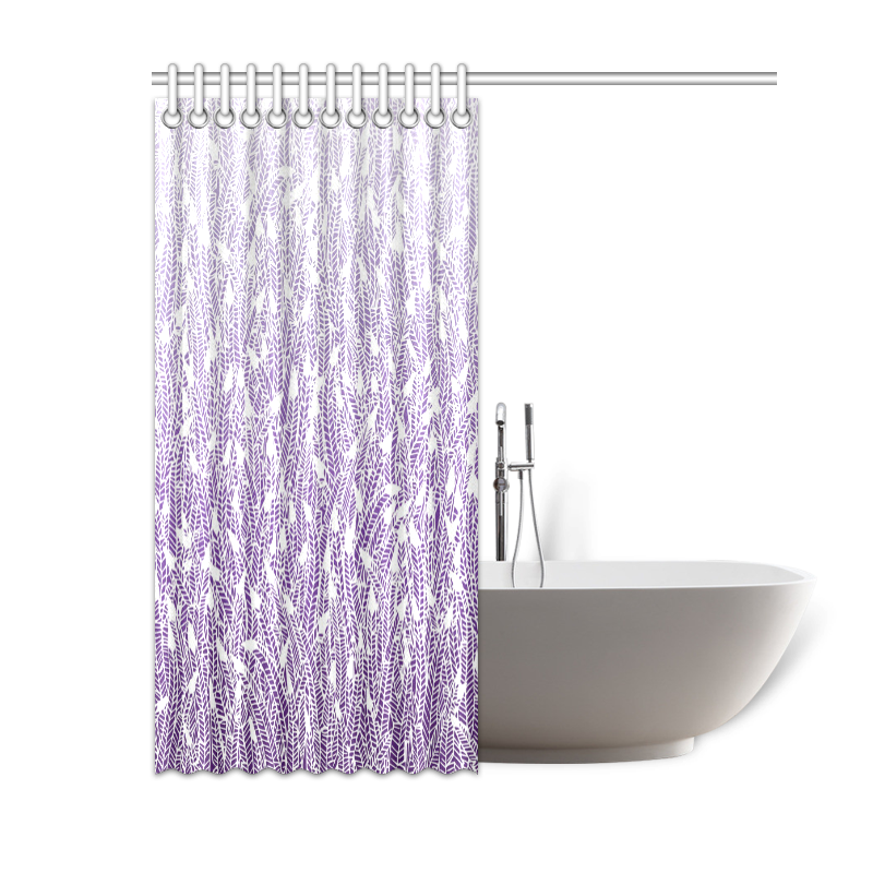 purple ombre feathers pattern white Shower Curtain 60"x72"