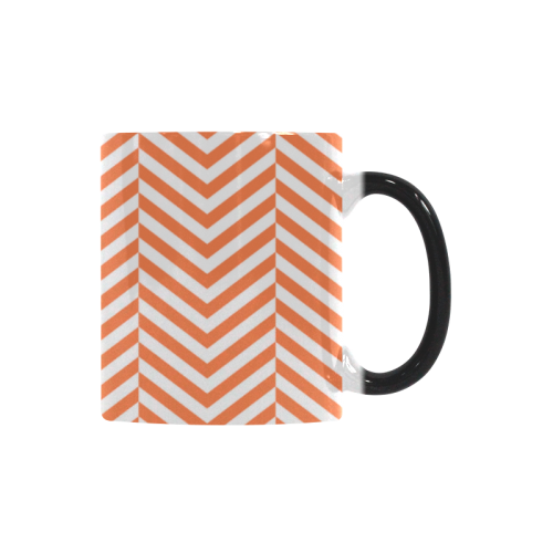 orange and white classic chevron pattern Custom Morphing Mug