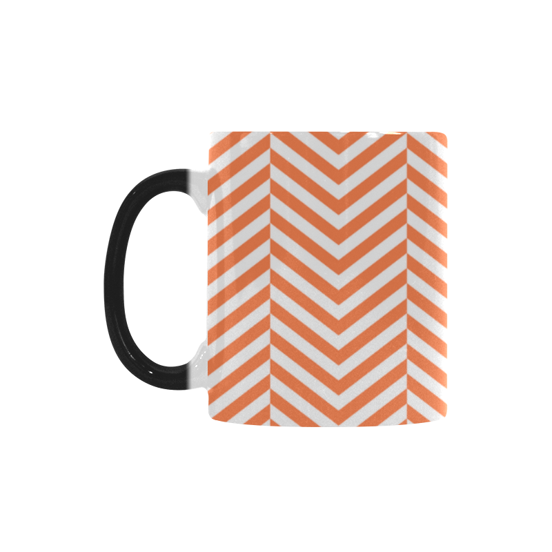 orange and white classic chevron pattern Custom Morphing Mug