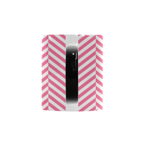 pink and white classic chevron pattern Custom Morphing Mug