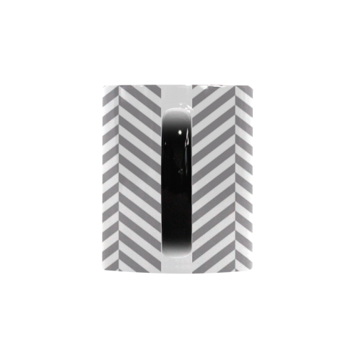 grey and white classic chevron pattern Custom Morphing Mug