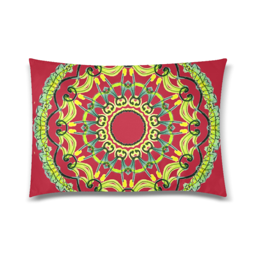 Lights Leaves Opera Green Flowers Theater Mandala Crimson Custom Zippered Pillow Case 20"x30" (one side)