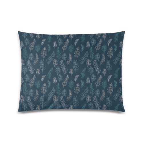midnight feather leaves whimsical blue pattern midnight Custom Zippered Pillow Case 20"x26"(Twin Sides)