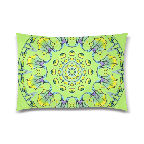 Yellow, Green, Purple Flowers, Leaves Mandala Spring Bud Custom Zippered Pillow Case 20"x30" (one side)