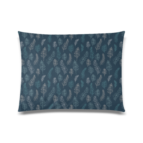 midnight feather leaves whimsical blue pattern midnight Custom Zippered Pillow Case 20"x26"(Twin Sides)