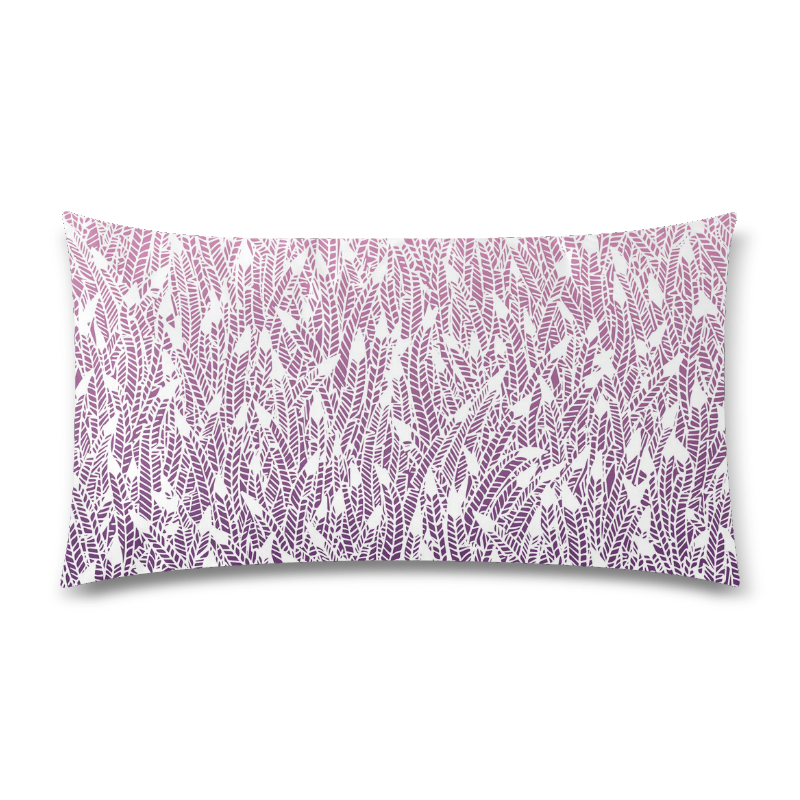 pink purple ombre feather pattern white modern Custom Rectangle Pillow Case 20"x36" (one side)