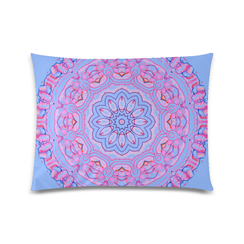 Pink Blue Ribbons, Flowers Valentangle Mandala Periwinkle Custom Picture Pillow Case 20"x26" (one side)