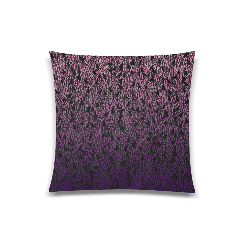 pink purple ombre feather pattern black modern Custom Zippered Pillow Case 20"x20"(One Side)