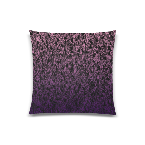 pink purple ombre feather pattern black modern Custom Zippered Pillow Case 20"x20"(One Side)