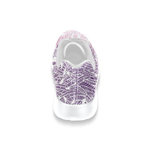 pink purple ombre feather pattern white Women’s Running Shoes (Model 020)