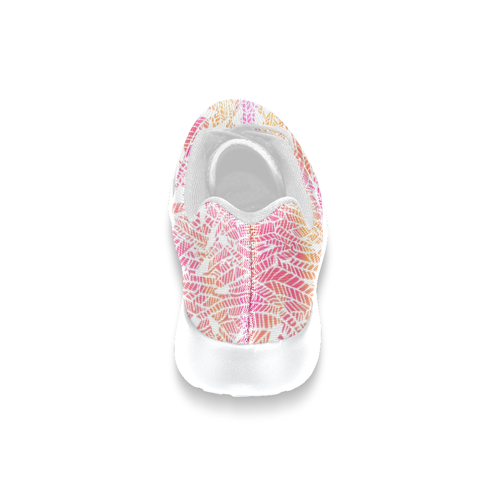 pink yellow white feather pattern Women’s Running Shoes (Model 020)