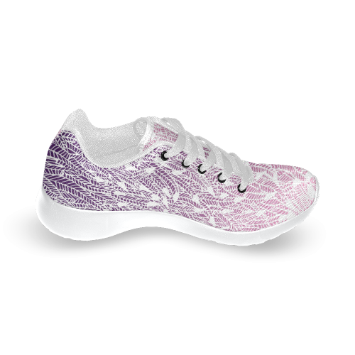 pink purple ombre feather pattern white Women’s Running Shoes (Model 020)
