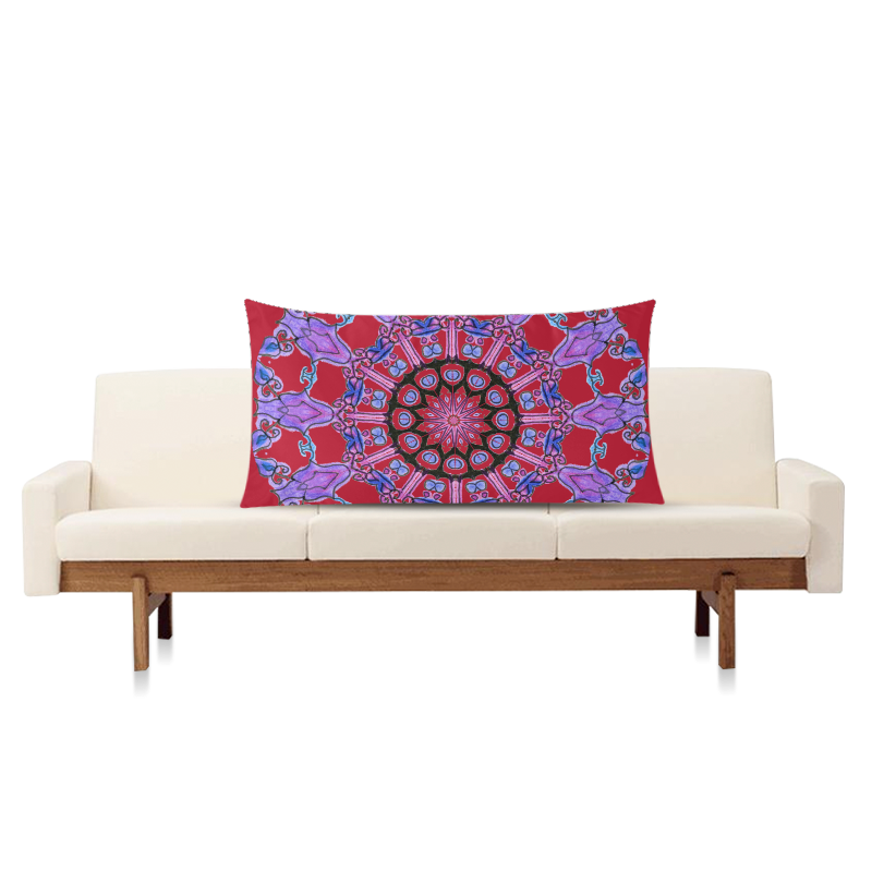 Violet Purple Beads, Jewels, Flowers Mandala Crimson Rectangle Pillow Case 20"x36"(Twin Sides)