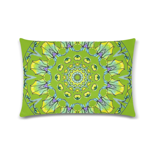 Yellow, Green, Purple Flowers, Leaves Mandala Olive Custom Zippered Pillow Case 16"x24"(Twin Sides)