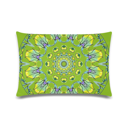 Yellow, Green, Purple Flowers, Leaves Mandala Olive Custom Zippered Pillow Case 16"x24"(Twin Sides)