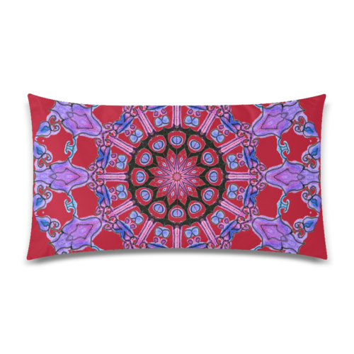Violet Purple Beads, Jewels, Flowers Mandala Crimson Rectangle Pillow Case 20"x36"(Twin Sides)